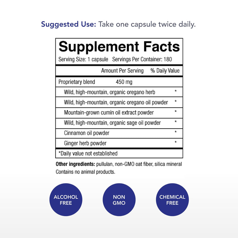 Physician's Strength Oregacillin - 180 Capsules | Multiple Spice Extract for Respiratory Support
