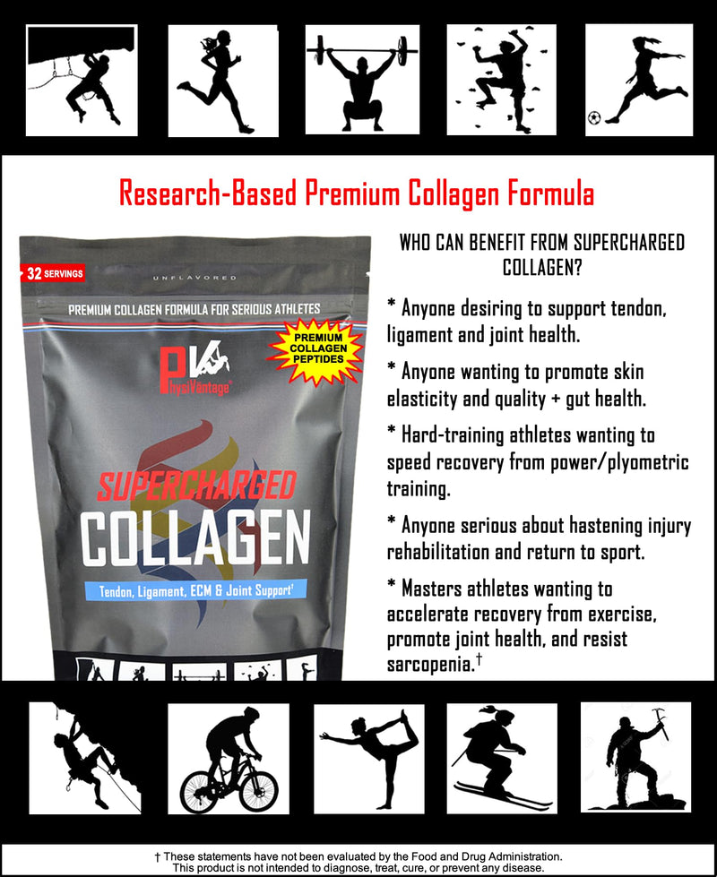 PhysiVantage Supercharged Collagen Peptides – Joints, Tendons & Skin (Chocolate, Grass-Fed, 16 oz)