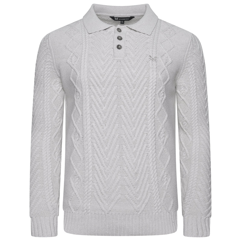Crew Clothing Company Cable Knit Button Neck Jumper