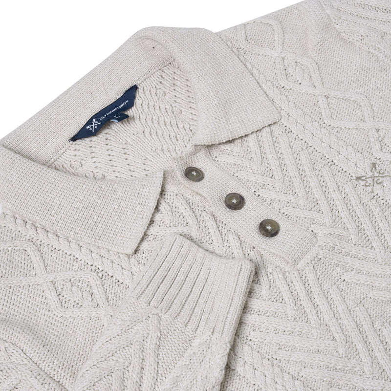 Crew Clothing Company Cable Knit Button Neck Jumper