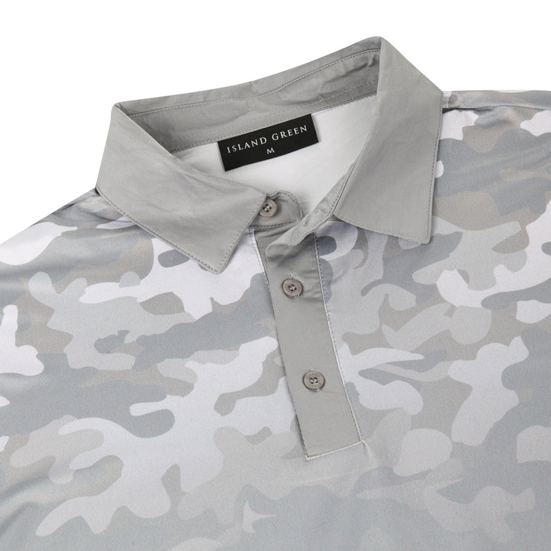 Island Green Camo Print Golf Sport Polo Shirt