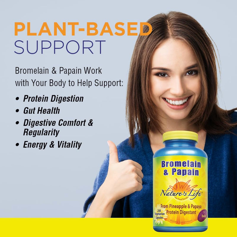 Nature's Life Bromelain & Papain — Digestive Enzymes (250mg, 250 CT)