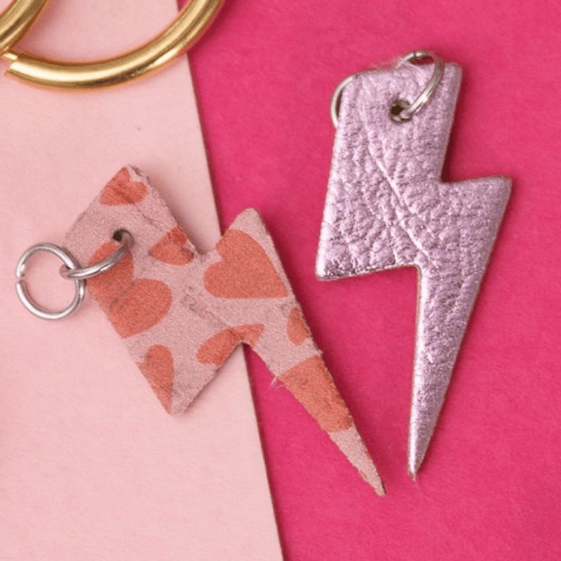Pink and hearts mini lightning bolt cork charms
