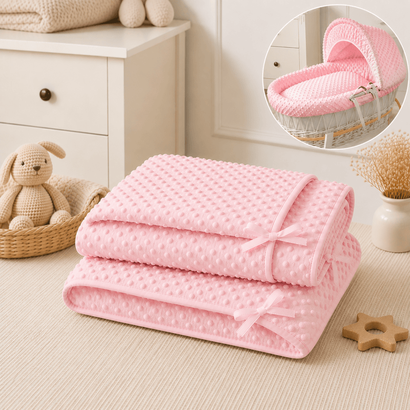 Pink Dimple Moses Basket Bedding Set