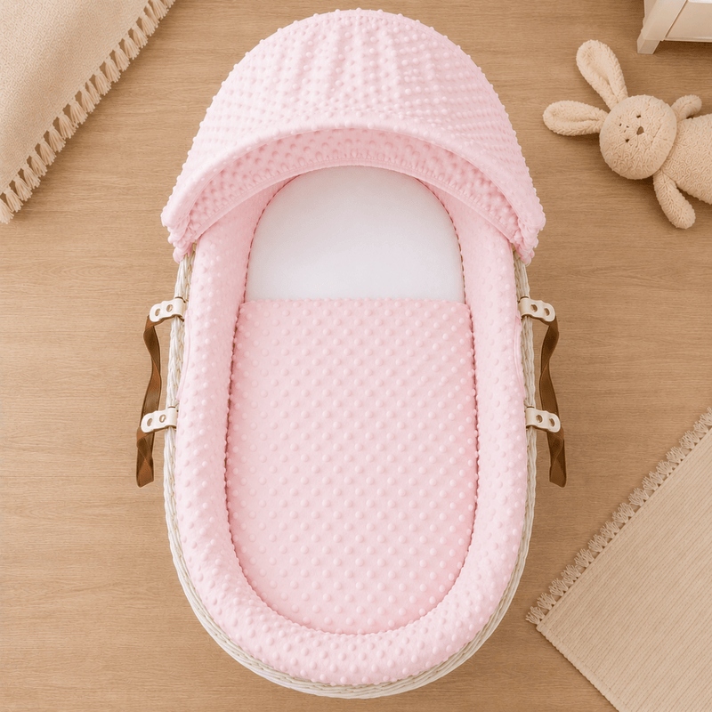 Pink Dimple Moses Basket Bedding Set