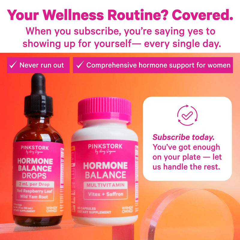 Pink Stork Hormone Balance Supplement for Women | 18-in-1 Multivitamin with Vitex, Saffron, Ashwagandha, Magnesium | Mood, Energy, Cortisol, Adrenal Support | PMS, Perimenopause Support | 60 Capsules
