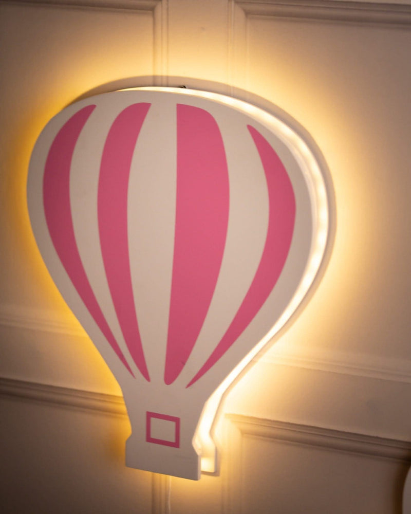 Pink Hot Air Balloon Wooden LED Night Light Wall Decoration