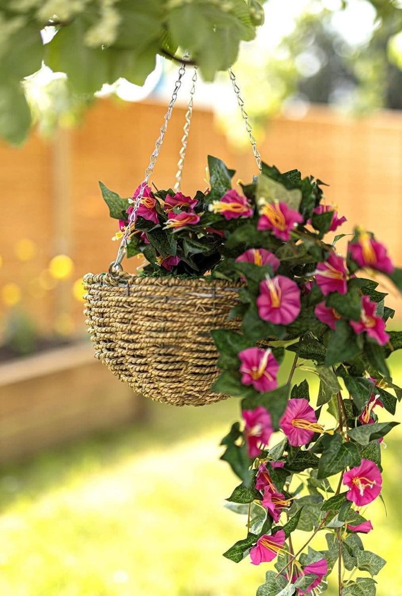 Artificial Pink Floral Hanging Basket with Trailing Flowers