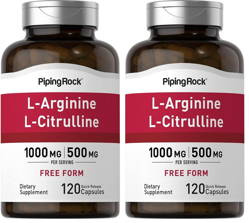 Piping Rock L-Arginine L-Citrulline 1500 mg - 120 Capsules Pack of 2