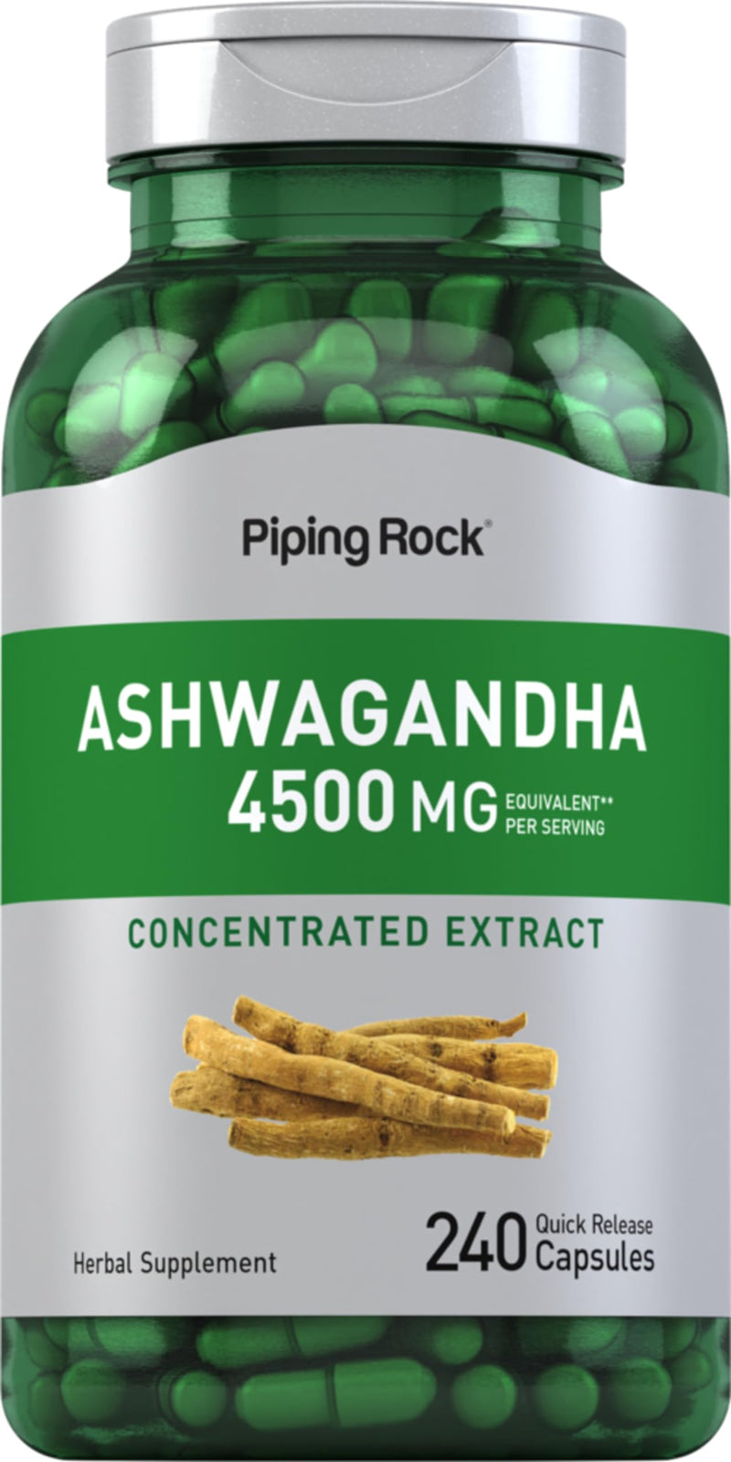 Piping Rock Ashwagandha 4500mg | 240 Capsules | Black Pepper | Non-GMO & Gluten Free