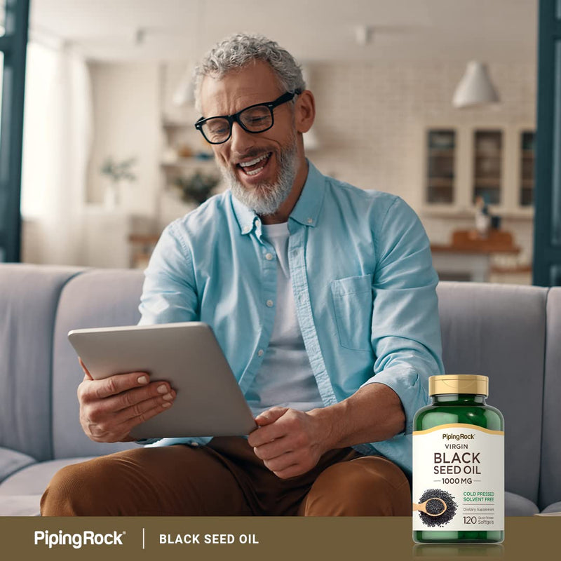 Piping Rock Black Seed Oil Softgel Capsules | 1000mg | 120 Pills | Cold Pressed Supplement | Nigella Sativa | Solvent Free, Non-GMO, Gluten Free