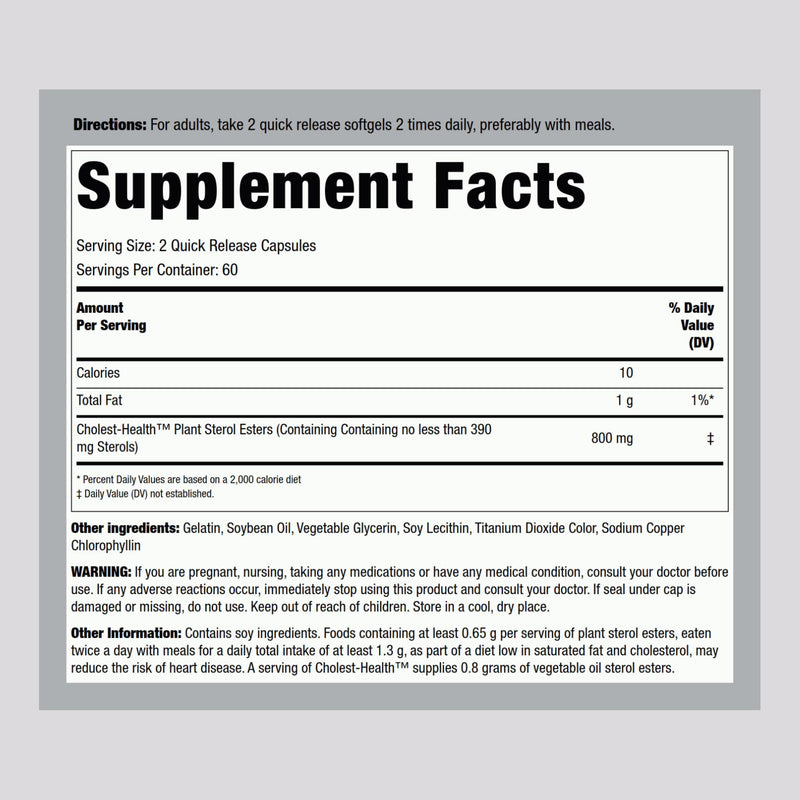 Piping Rock Cholesterol Health Supplement - 120 Softgels | Plant Sterols Formula