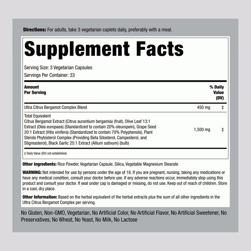 Piping Rock Citrus Bergamot Extract 1500mg | 100 Capsules | Vegetarian, Non-GMO, Gluten Free