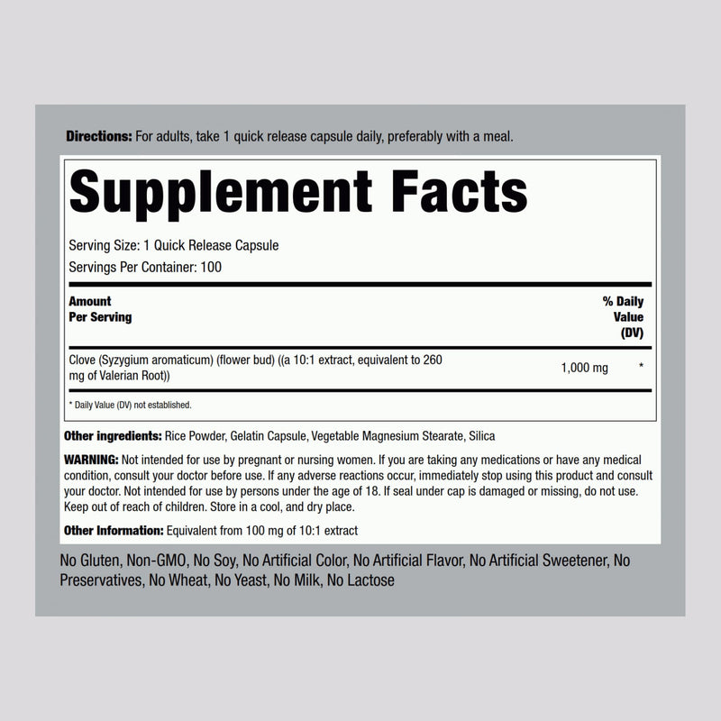 Piping Rock Cloves Capsules 1000mg - Pack of 2 | 100 Pills