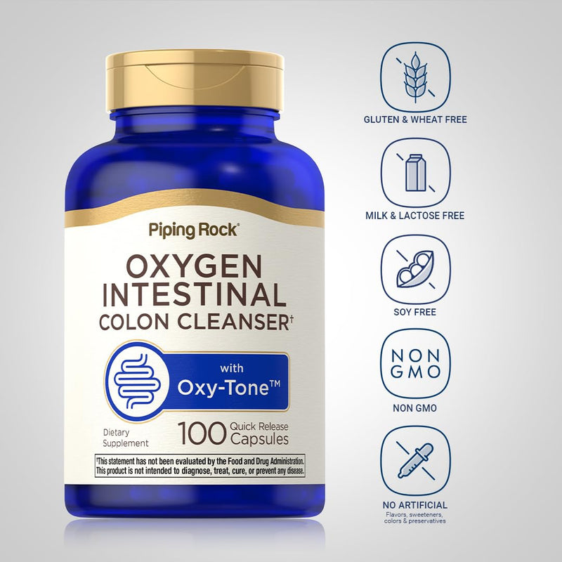 Piping Rock Colon Cleanse | 100 Capsules | Oxy-Tone Oxygen Intestinal Cleanser | Non-GMO, Gluten Free | Pack of 2