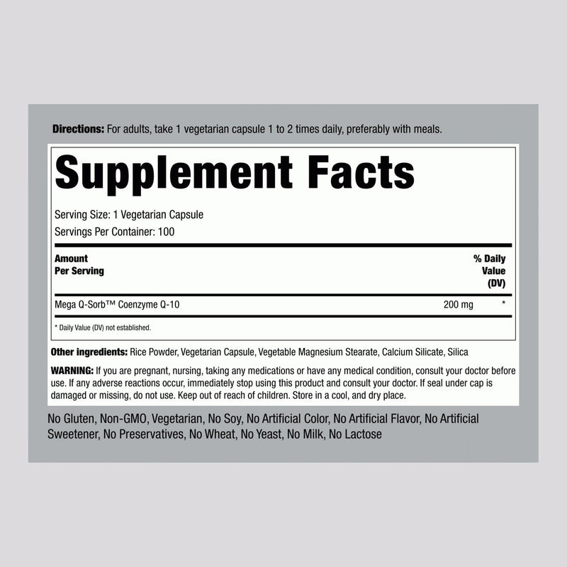 Piping Rock CoQ10 200mg Capsules – 100 Pills (Pack of 2) with Black Pepper Extract