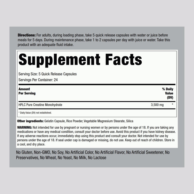 Piping Rock Creatine Monohydrate Capsules 3500 mg – 120 Count (Pack of 2)