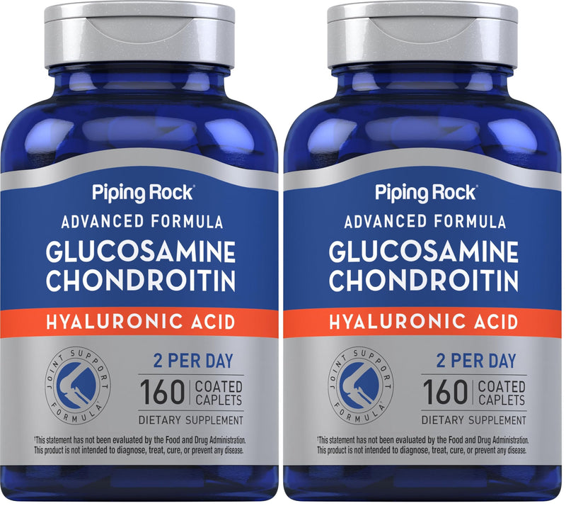 Piping Rock Glucosamine Chondroitin with Hyaluronic Acid – 160 Caplets (Pack of 2)