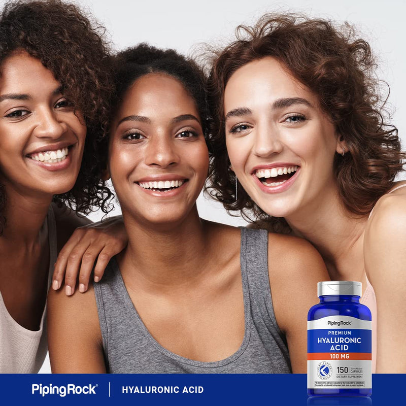 Piping Rock Hyaluronic Acid Supplement | 100 mg | 150 Capsules | Sodium Hyaluronate | Non-GMO, Gluten Free (Pack of 2)