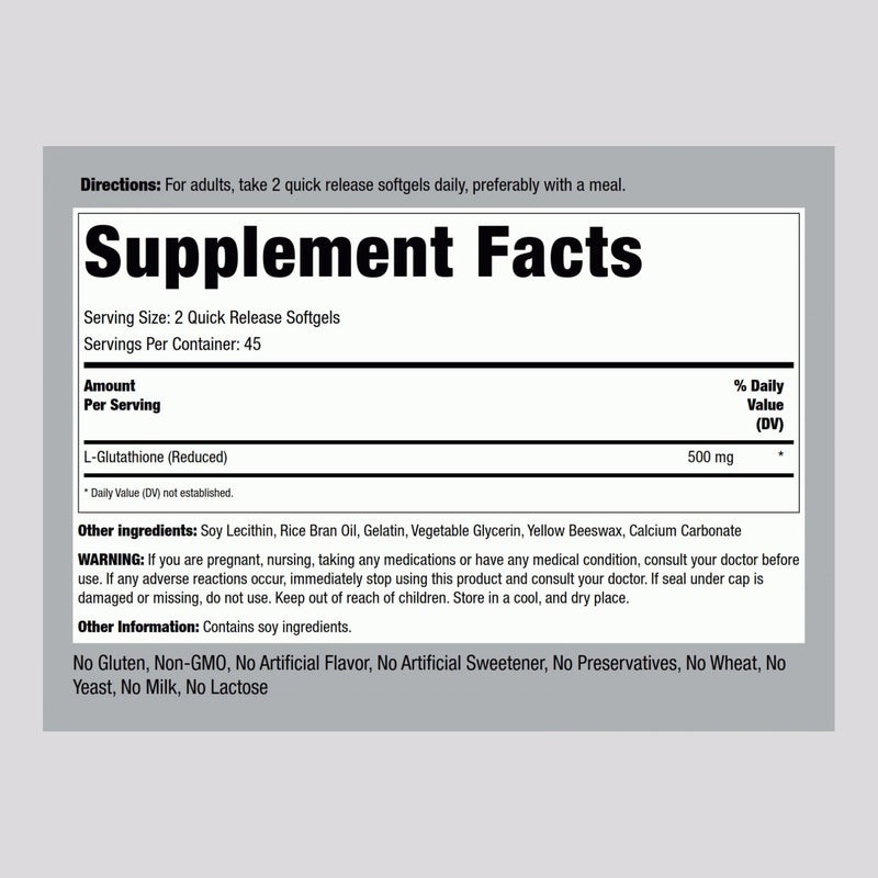 Piping Rock Liposomal Glutathione 500mg | 90 Softgels | Pack of 2 | Non-GMO & Gluten Free