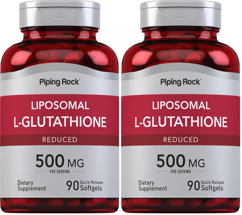 Piping Rock Liposomal Glutathione 500mg | 90 Softgels | Pack of 2 | Non-GMO & Gluten Free