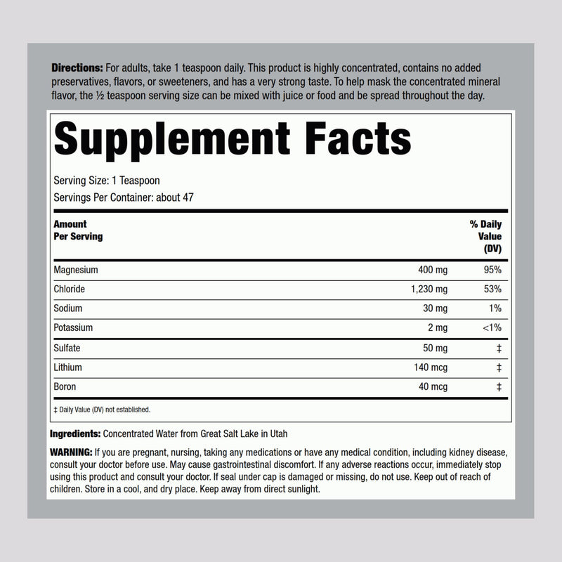 Piping Rock Liquid Ionic Magnesium – 400 mg per Serving, 8 oz, Non-GMO & Gluten Free | Pack of 2