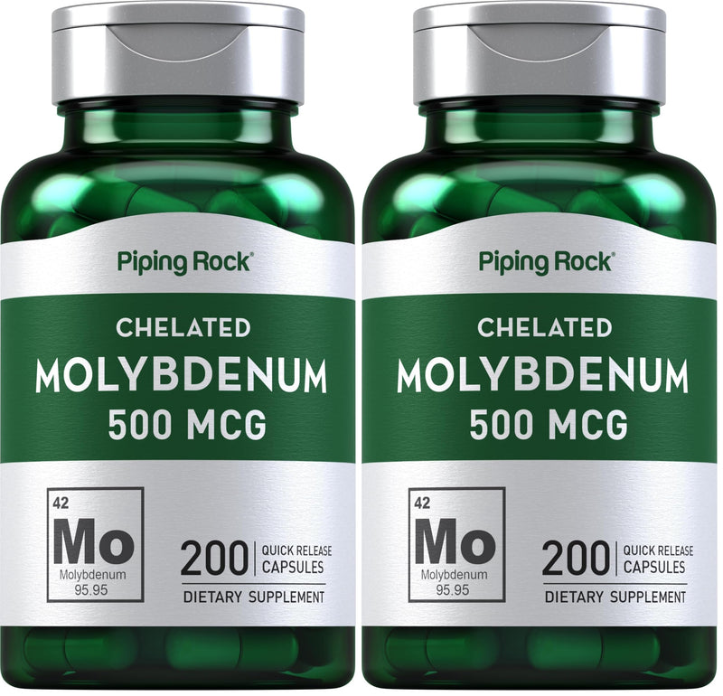 Piping Rock Molybdenum Supplement 500 mcg | 200 Capsules | Pack of 2