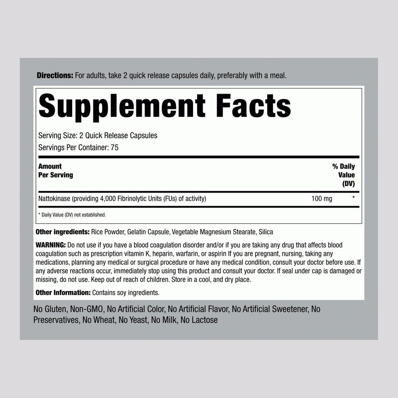 Piping Rock Nattokinase Supplement 4000 FU - 100mg, 150 Capsules, Non-GMO, Gluten Free (Pack of 2)