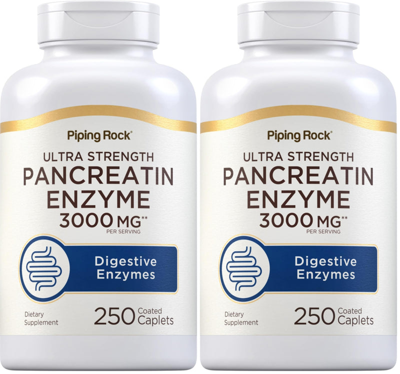 Piping Rock Pancreatin Digestive Enzymes – Ultra Strength 3000mg | Pack of 2 | Non-GMO, Gluten Free