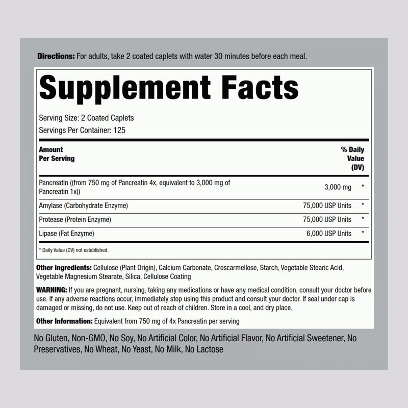Piping Rock Pancreatin Digestive Enzymes – Ultra Strength 3000mg | Pack of 2 | Non-GMO, Gluten Free