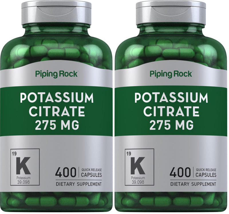 Piping Rock Potassium Citrate Supplement | 275 mg | 400 Capsules | Non-GMO, Gluten Free (Pack of 2)