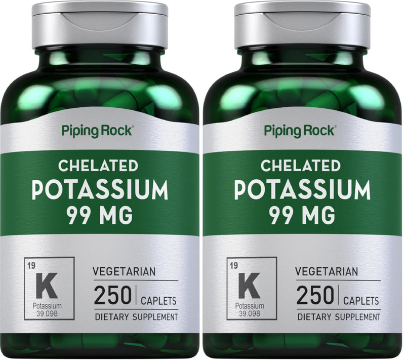 Piping Rock Chelated Potassium 99 mg – 250 Caplets | Potassium Gluconate