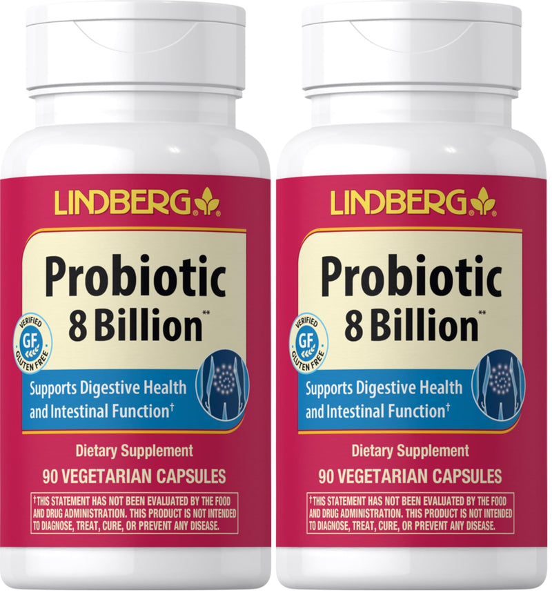Piping Rock Probiotic for Men & Women – 90 Capsules | Digestive Support | Non-GMO, Gluten Free & Vegetarian | Lindberg (Pack of 2)