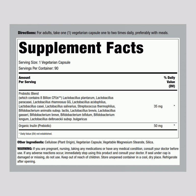 Piping Rock Probiotic for Men & Women – 90 Capsules | Digestive Support | Non-GMO, Gluten Free & Vegetarian | Lindberg (Pack of 2)