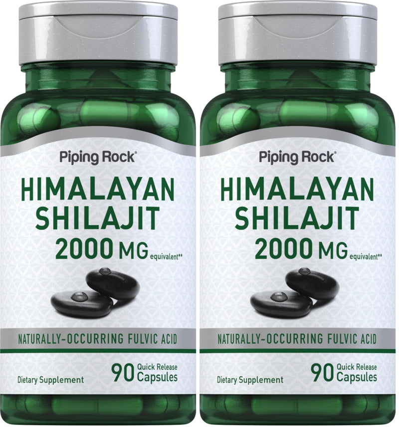 Piping Rock Shilajit Capsules 2000mg – 90 Count | Pack of 2 | Non-GMO, Gluten Free