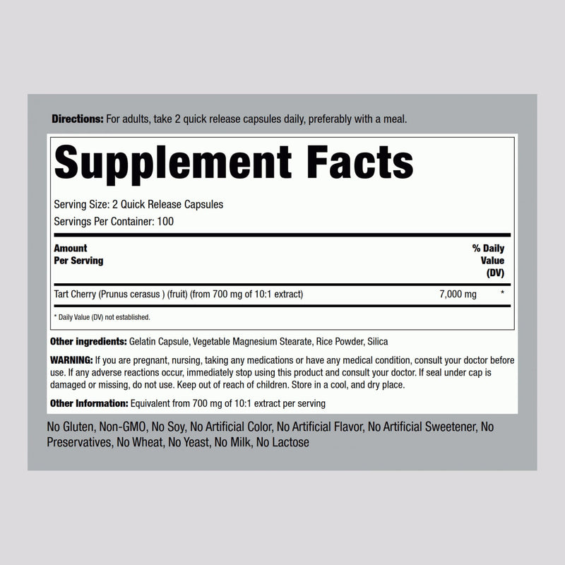 Piping Rock Tart Cherry Extract Capsules – 7000 mg, 200 Capsules | Ultra Strength | Non-GMO, Gluten Free