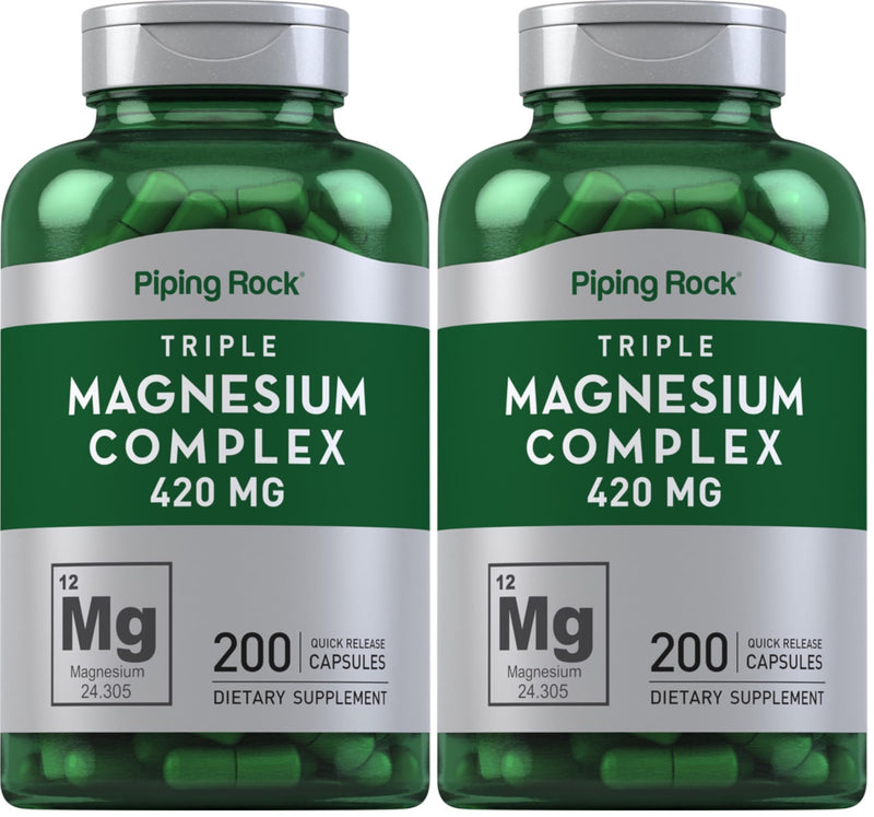 Piping Rock Triple Magnesium Complex 420 mg | 200 Capsules | Pack of 2