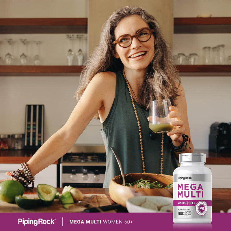 Piping Rock Women's Multivitamin 50+ (Pack of 2) – 100 Coated Caplets | Non-GMO, Gluten Free