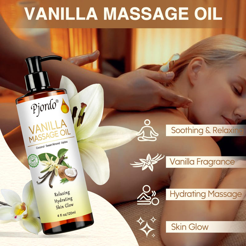 Pjordo 3 Pack Massage Oils & Roller Ball – Vanilla, Lavender & Arnica | Spa Gift Set