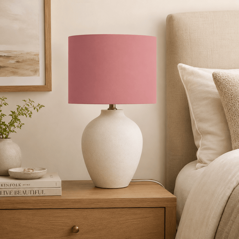 Plain Terracotta Pink Lampshade – Handmade UK, Ceiling or Table Lamp Shade | Made to Order