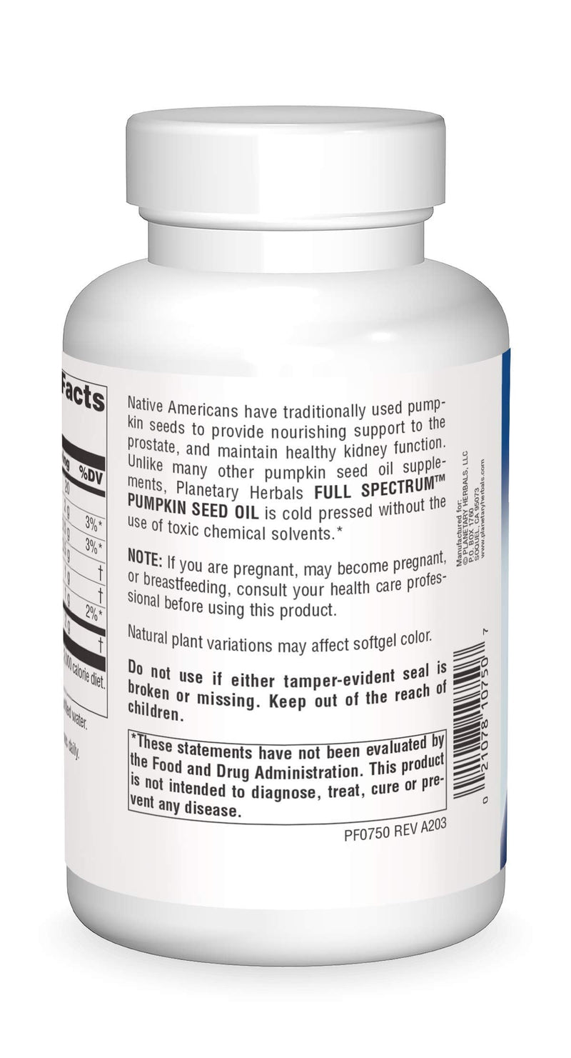 Planetary Herbals Full Spectrum Pumpkin Seed Oil 1000 mg - Prostate Support (180 Count)