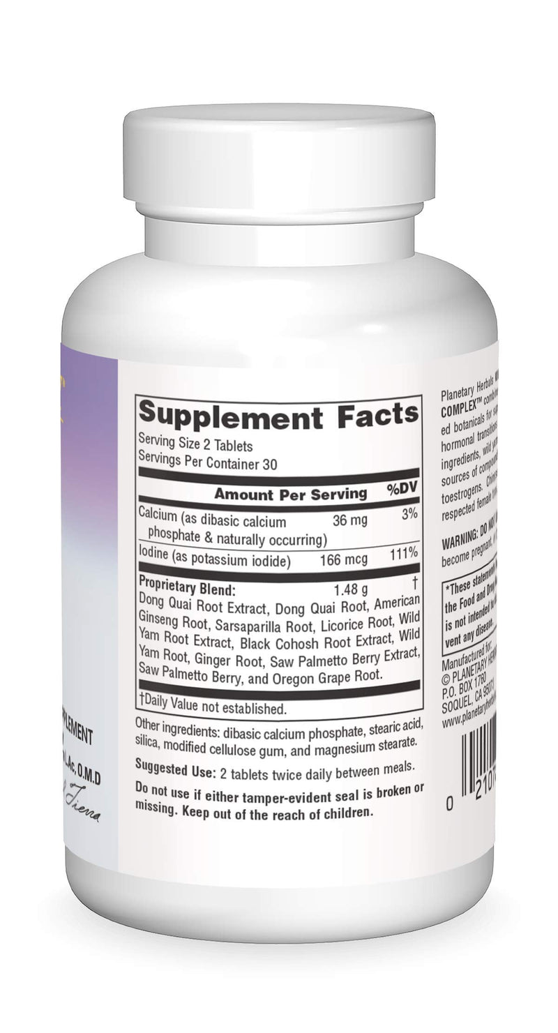Planetary Herbals Wild Yam-Black Cohosh Complex Tablets, 60 Count | Menopause Support & Phytoestrogens