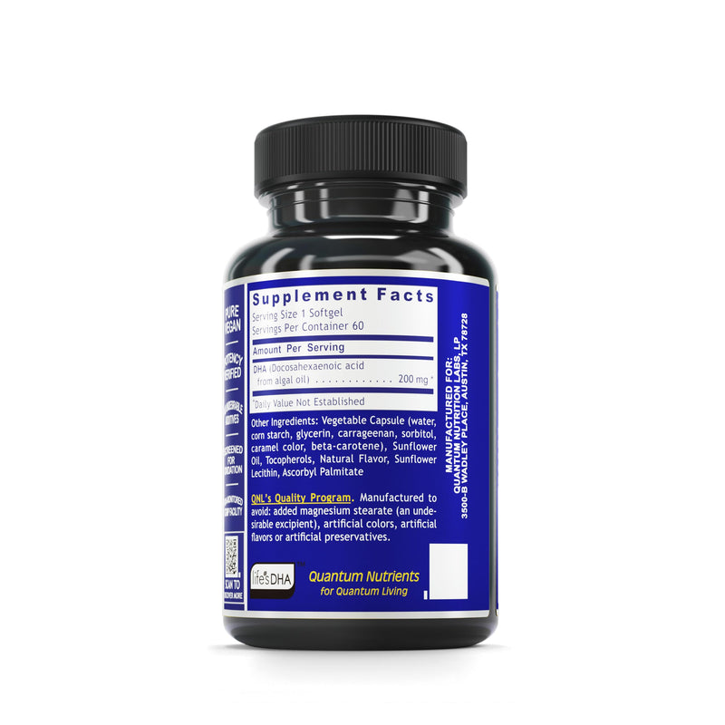 Quantum Nutrition Labs Plant DHA – Non-GMO Vegan Algae DHA | Omega-3 for Brain & Heart