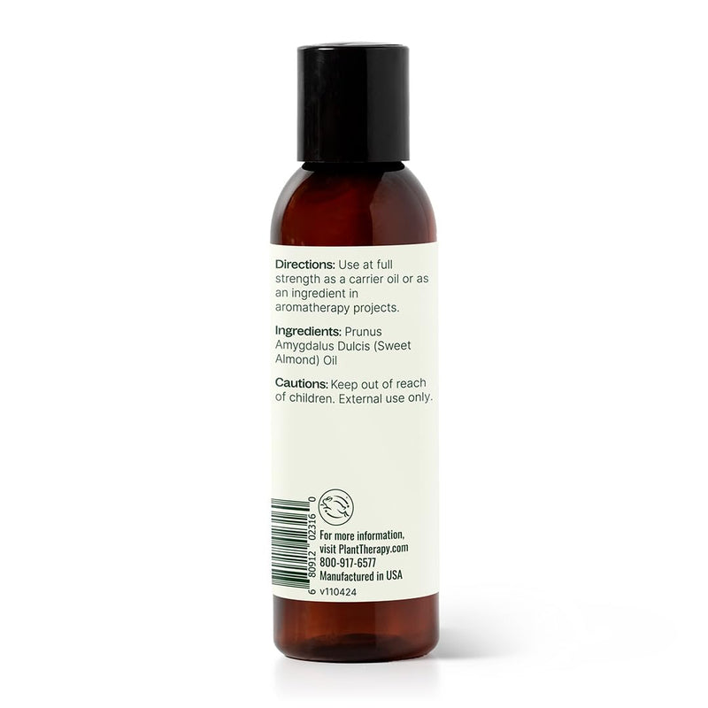 Plant Therapy Sweet Almond Oil 4 oz - 100% Pure Cold-Pressed (Made in USA) for Skin, Hair & Baby