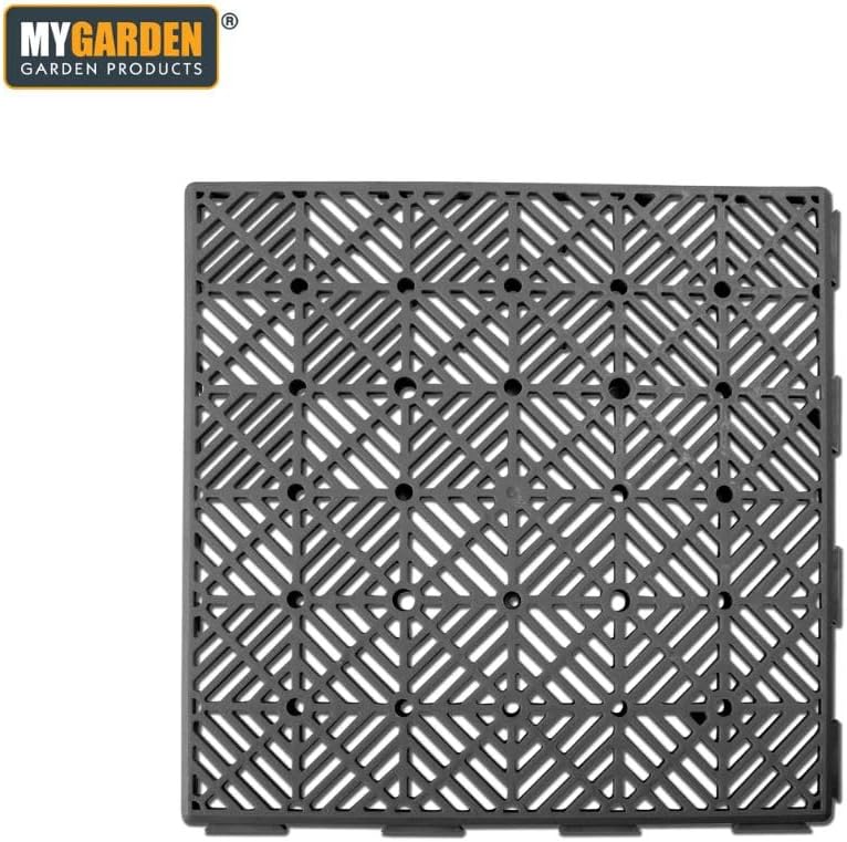 Grey Interlocking Decking Tiles 10 Pack Outdoor Patio Balcony Flooring