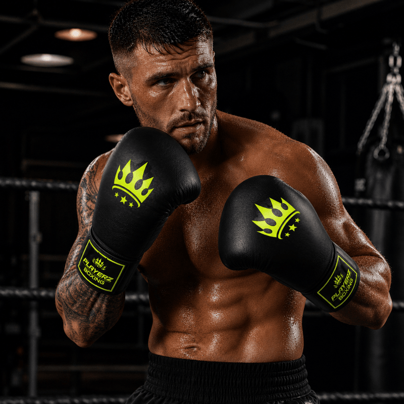Playerz SparTech Lace Boxing Gloves - Black/Neon