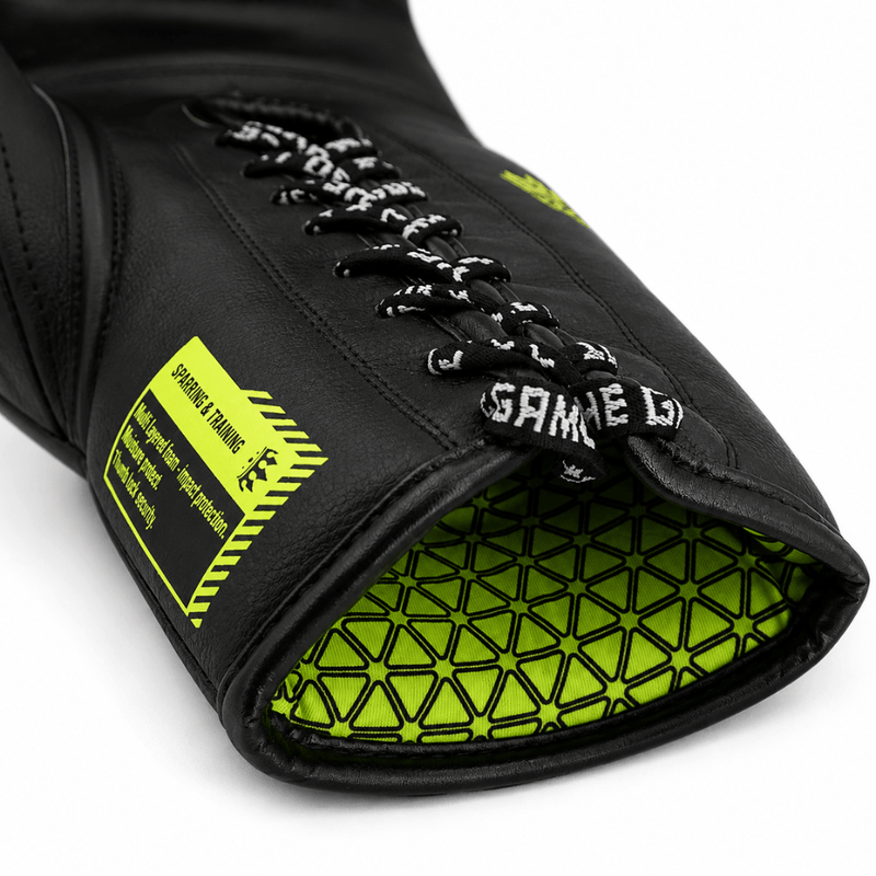 Playerz SparTech Lace Boxing Gloves - Black/Neon