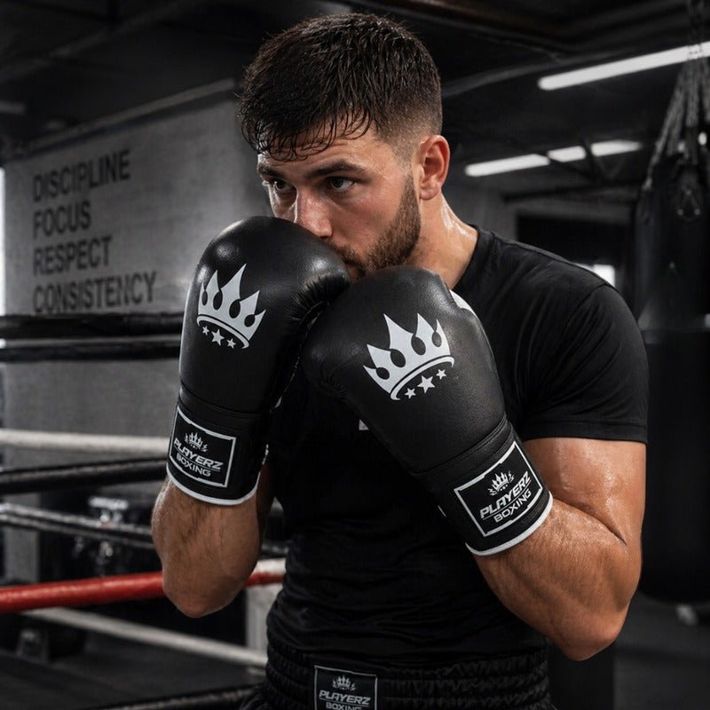 Playerz SparTech Lace Boxing Gloves - Black/White