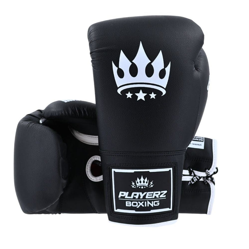 Playerz SparTech Lace Boxing Gloves - Black/White