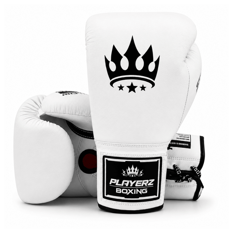Playerz SparTech Lace Boxing Gloves - White/Black